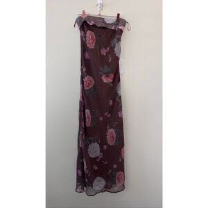 Olia Brown Floral Strapless Dress Size Small New